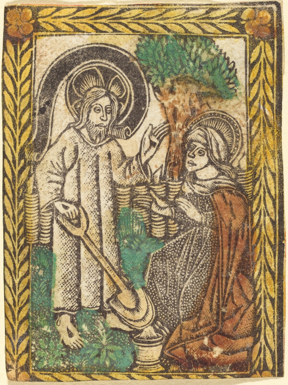 Christ Appearing to the Magdalene as a Gardner by Workshop of Master of the Borders with the Four Fathers of the Church