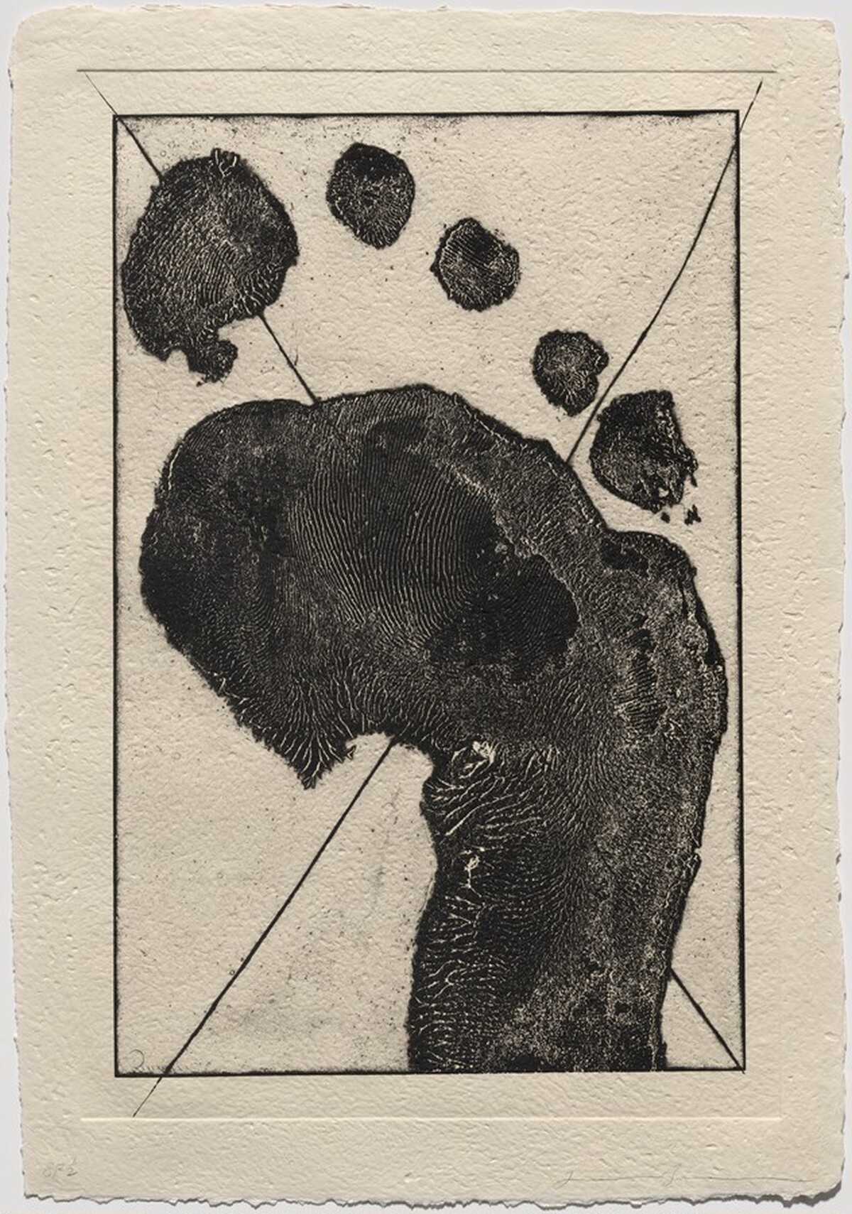 Half Foot Etching with Black Cross (State) [special proof] by Jonathan Borofsky