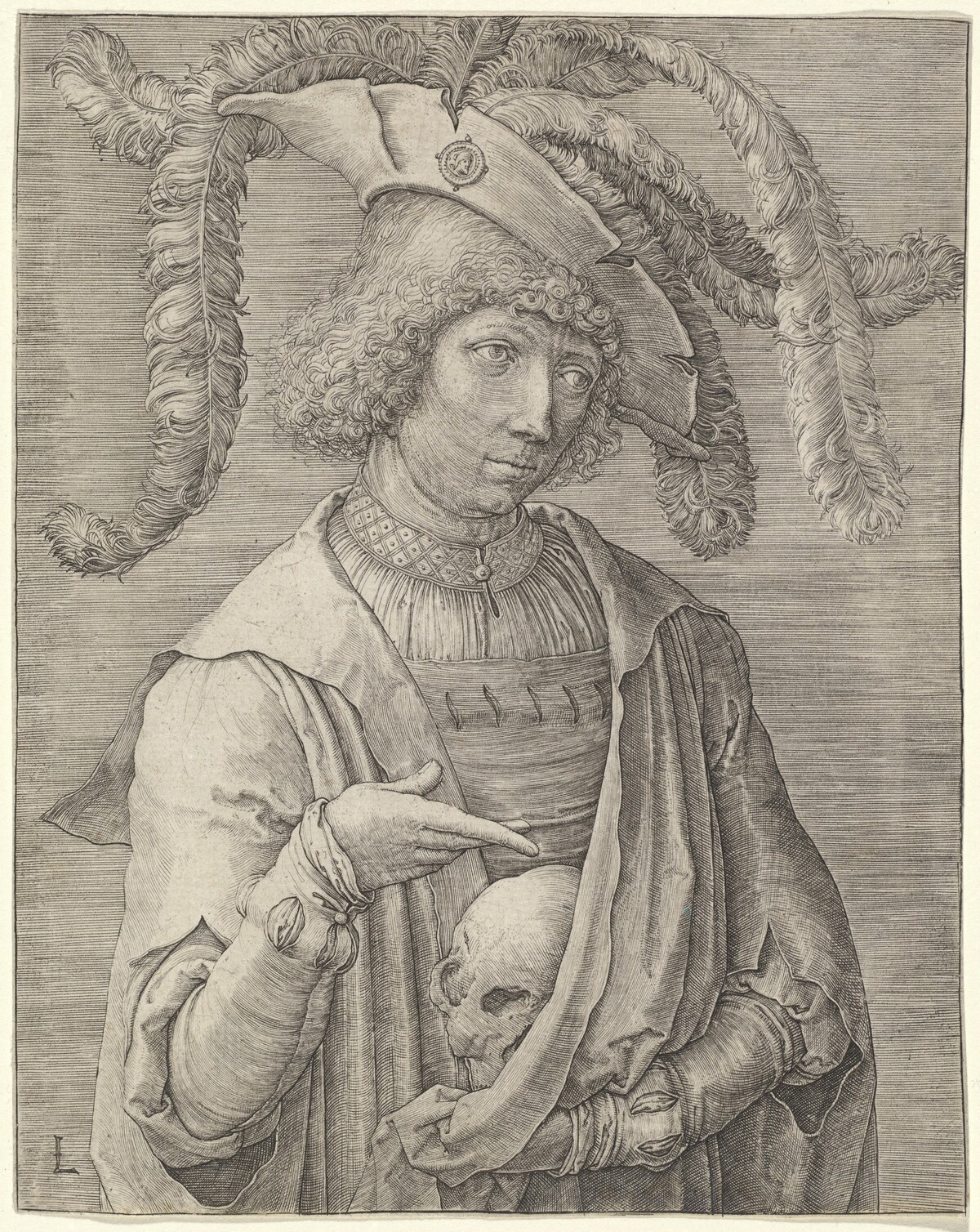 Portrait of a Young Man with a Skull by Lucas van Leyden