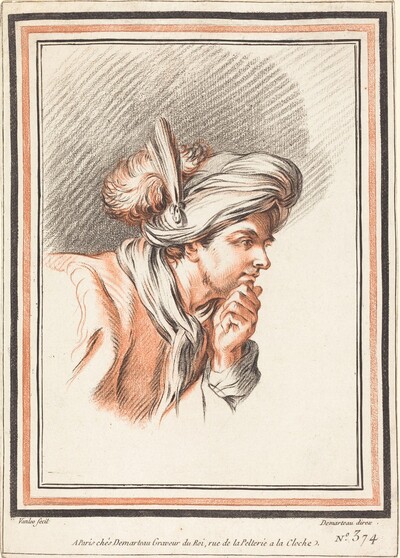 Head of a Man Wearing a Plumed Turban