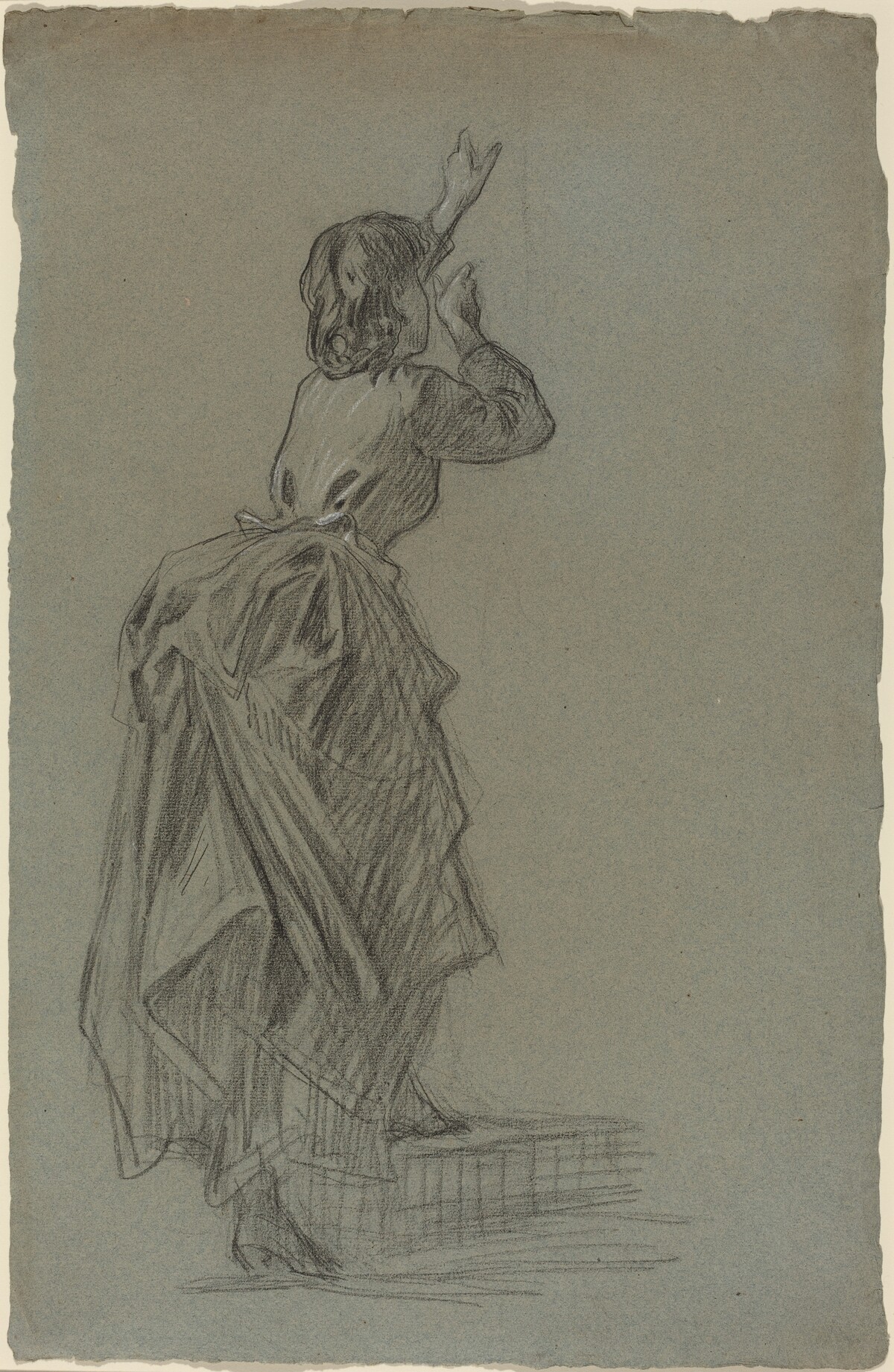 Young Woman Climbing a Step by French 19th Century