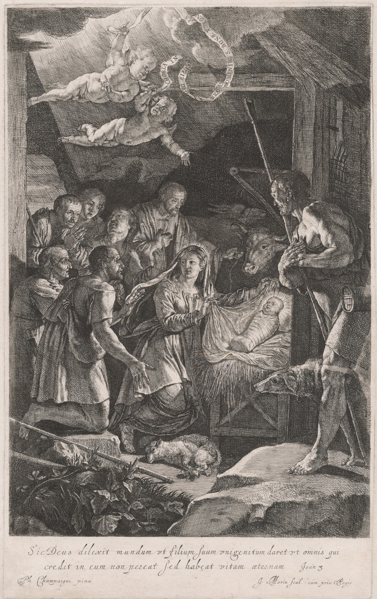 The Adoration of the Shepherds by Jean Morin, after Philippe de Champaigne