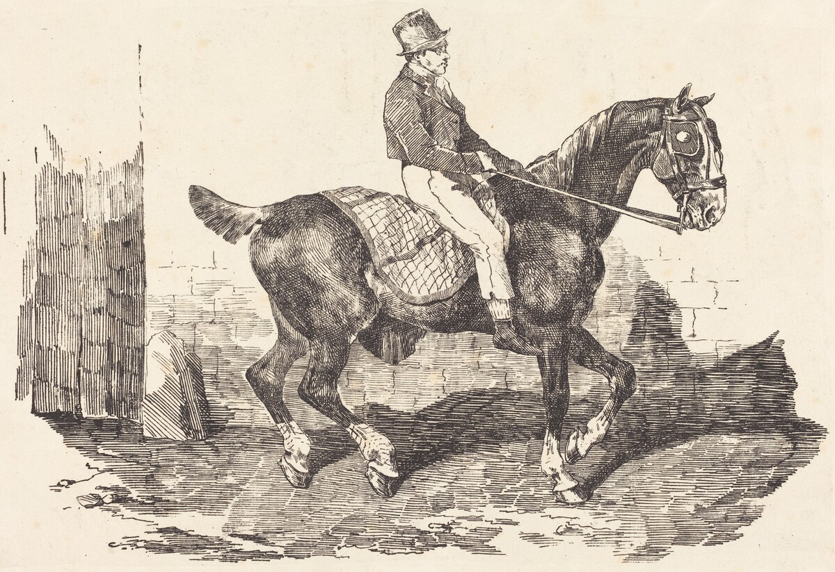 Groom Mounted on a Carriage-Horse (Cheval de carrosse monte par un palfrenier) by Théodore Gericault