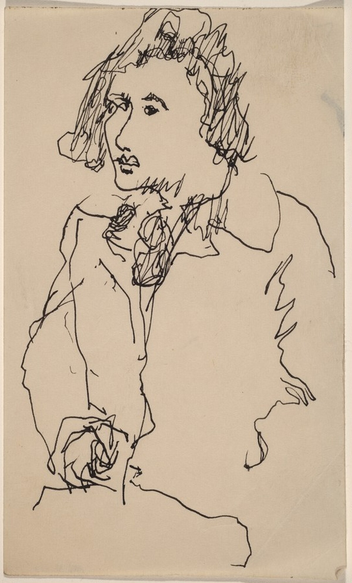Bust-length Sketch of Woman in Coat and Scarf by Mark Rothko