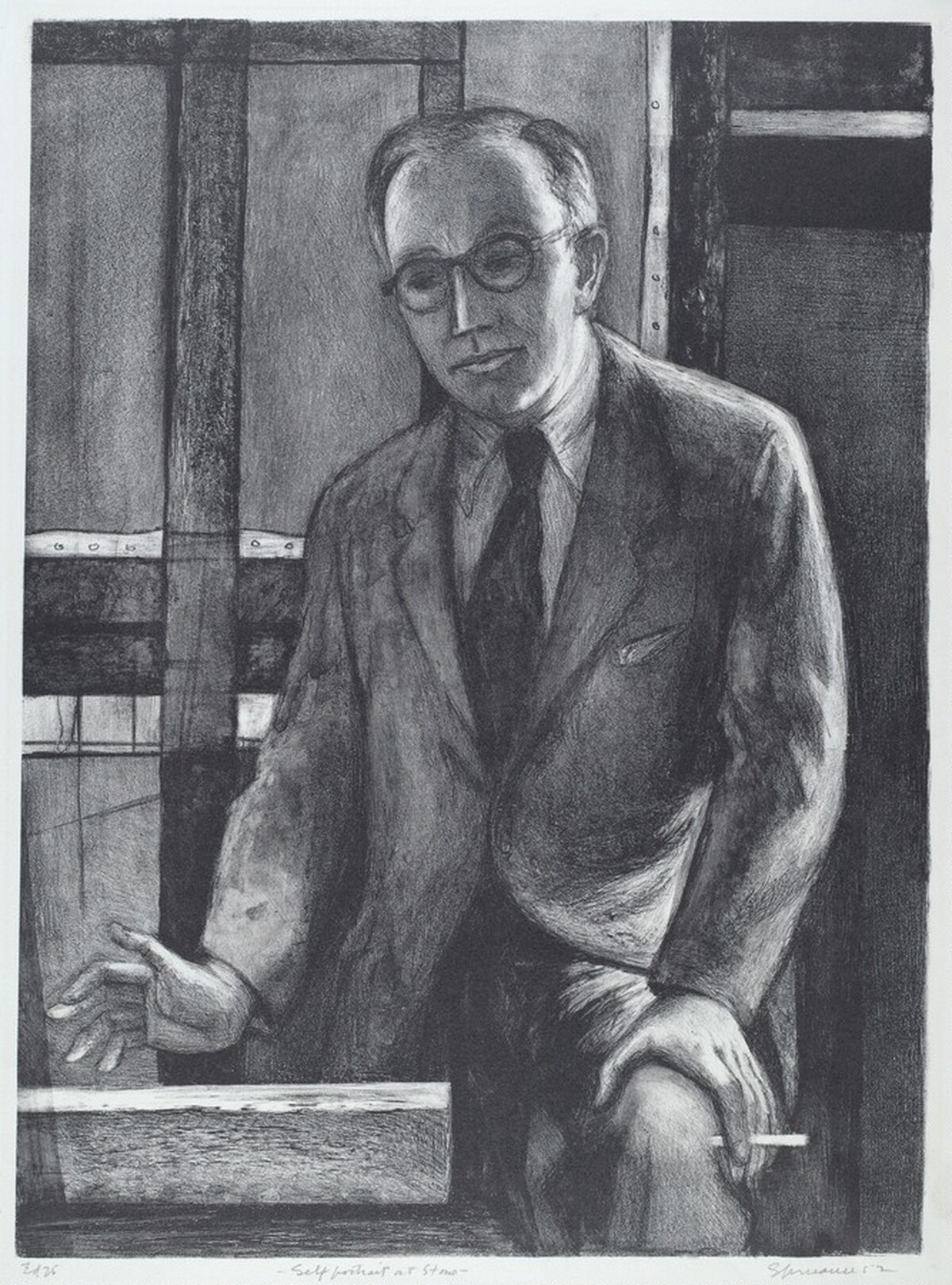 Self-Portrait at the Stone by Benton Murdoch Spruance