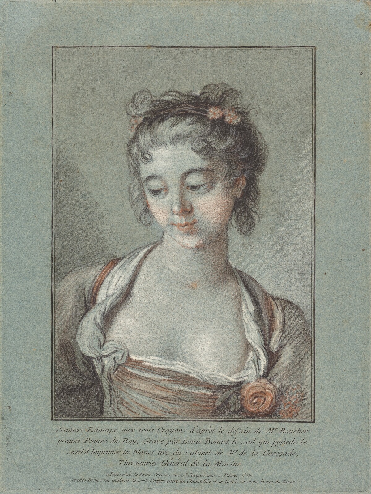 Bust of a Young Woman Looking Down by Louis-Marin Bonnet after François Boucher