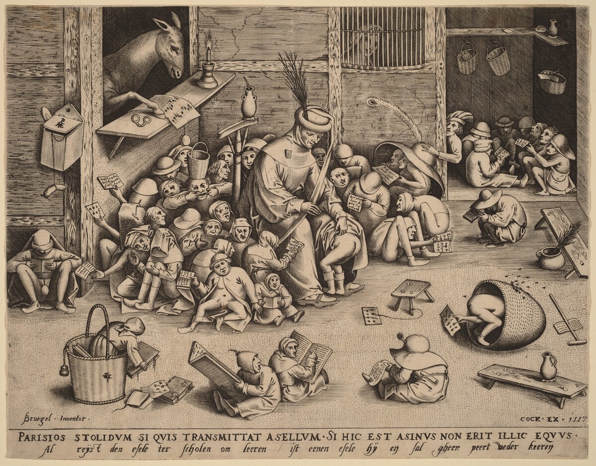 The Ass at School by Pieter van der Heyden after Pieter Bruegel the Elder