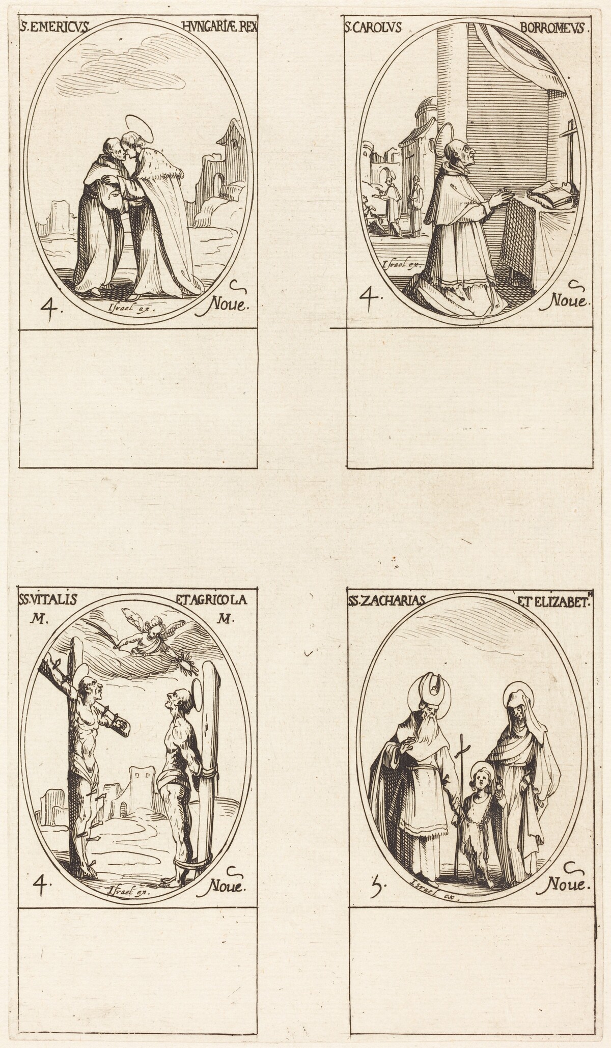 St. Emeric; St. Charles Borromeo; St. Vitalis & Agricola; Sts. Zachary & Elizabeth by Jacques Callot