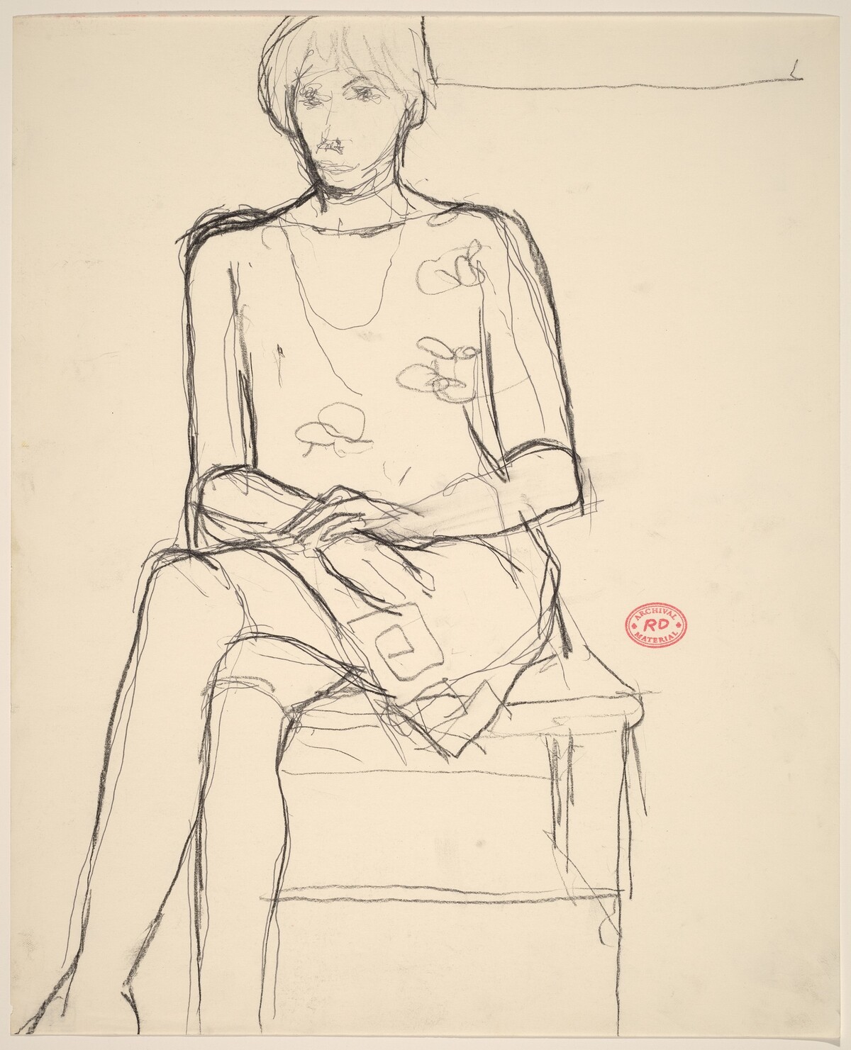 Untitled [seated woman in a patterned dress] by Richard Diebenkorn