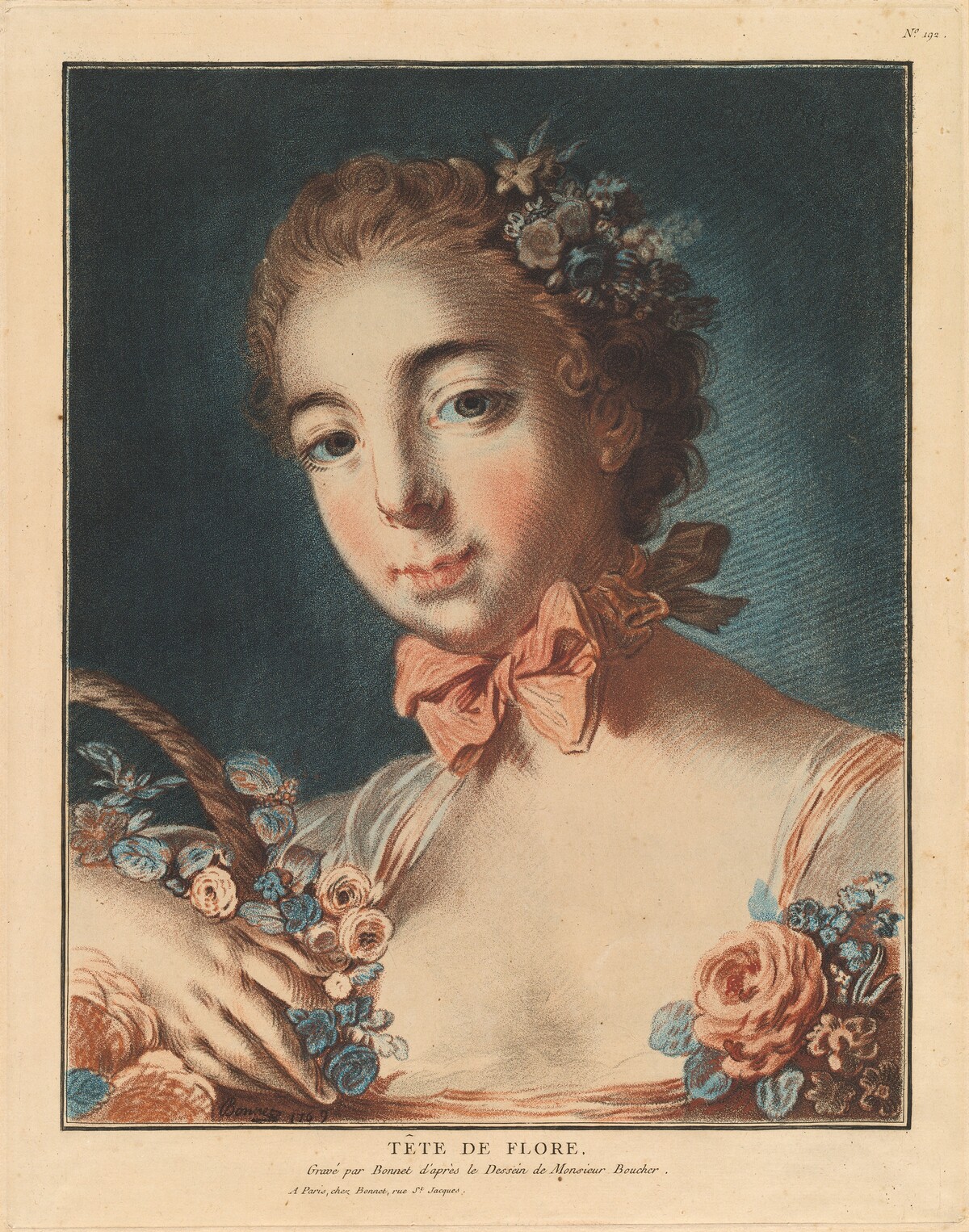 Tête de Flore by Louis-Marin Bonnet after François Boucher