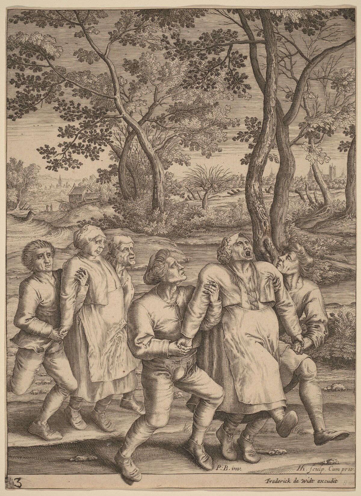 Epileptics Walking to the Right by Hendrik Hondius I after Pieter Bruegel the Elder