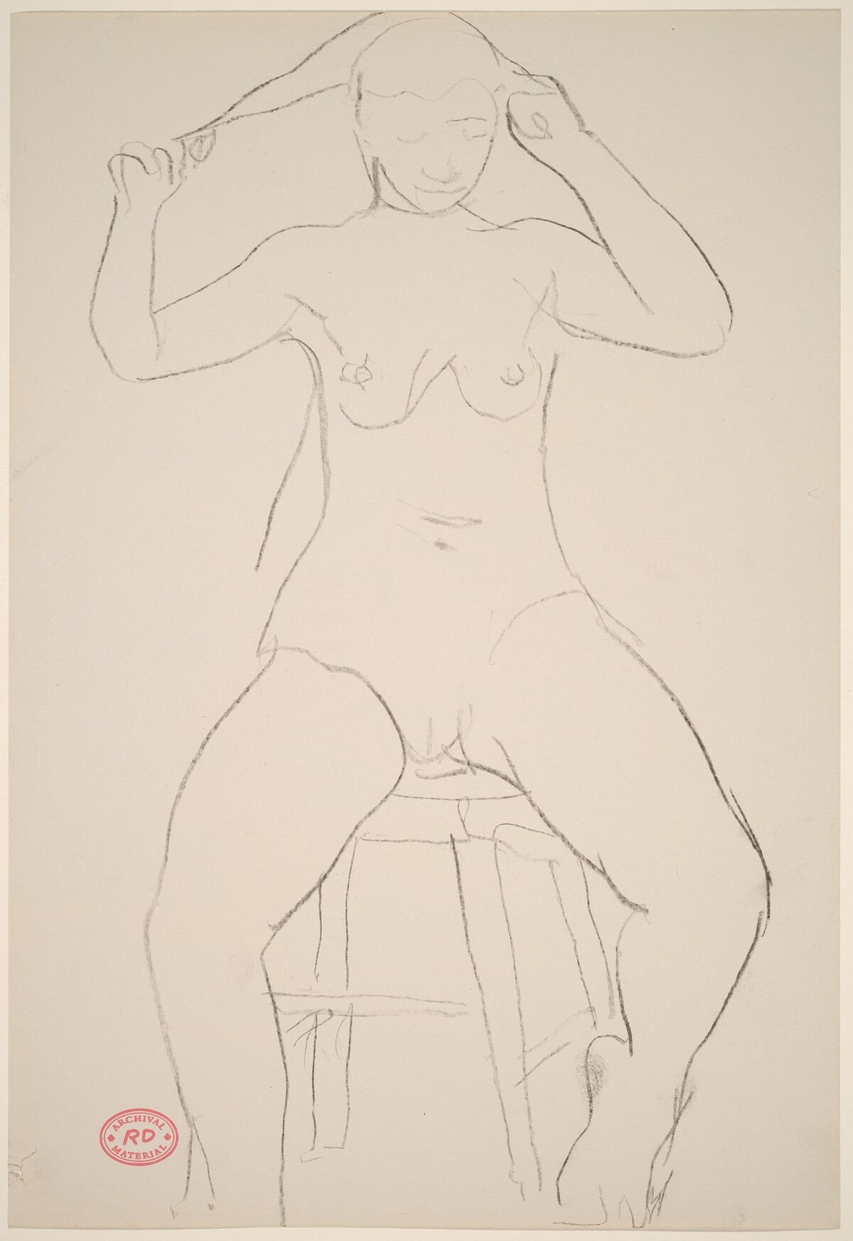 Untitled [seated nude pulling her hair] by Richard Diebenkorn