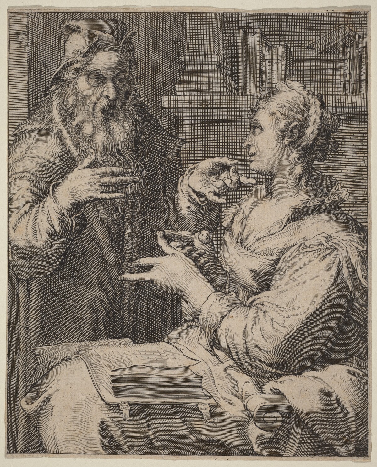 Philosophy by Cornelis Jacobsz Drebbel, after Hendrik Goltzius