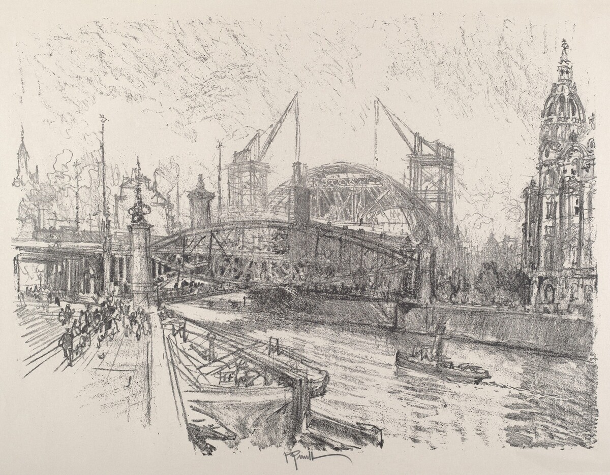 Building the Freidrich-Strasse Station by Joseph Pennell
