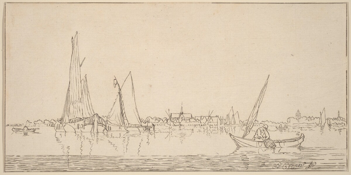 River with Town by Cornelis Ploos van Amstel (editor) and Bernhard Schreuder (printmaker), after Pieter Coopse
