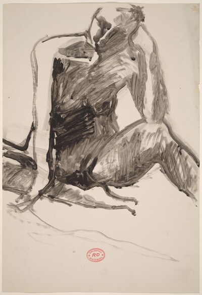 Untitled [seated nude with left elbow on knee]