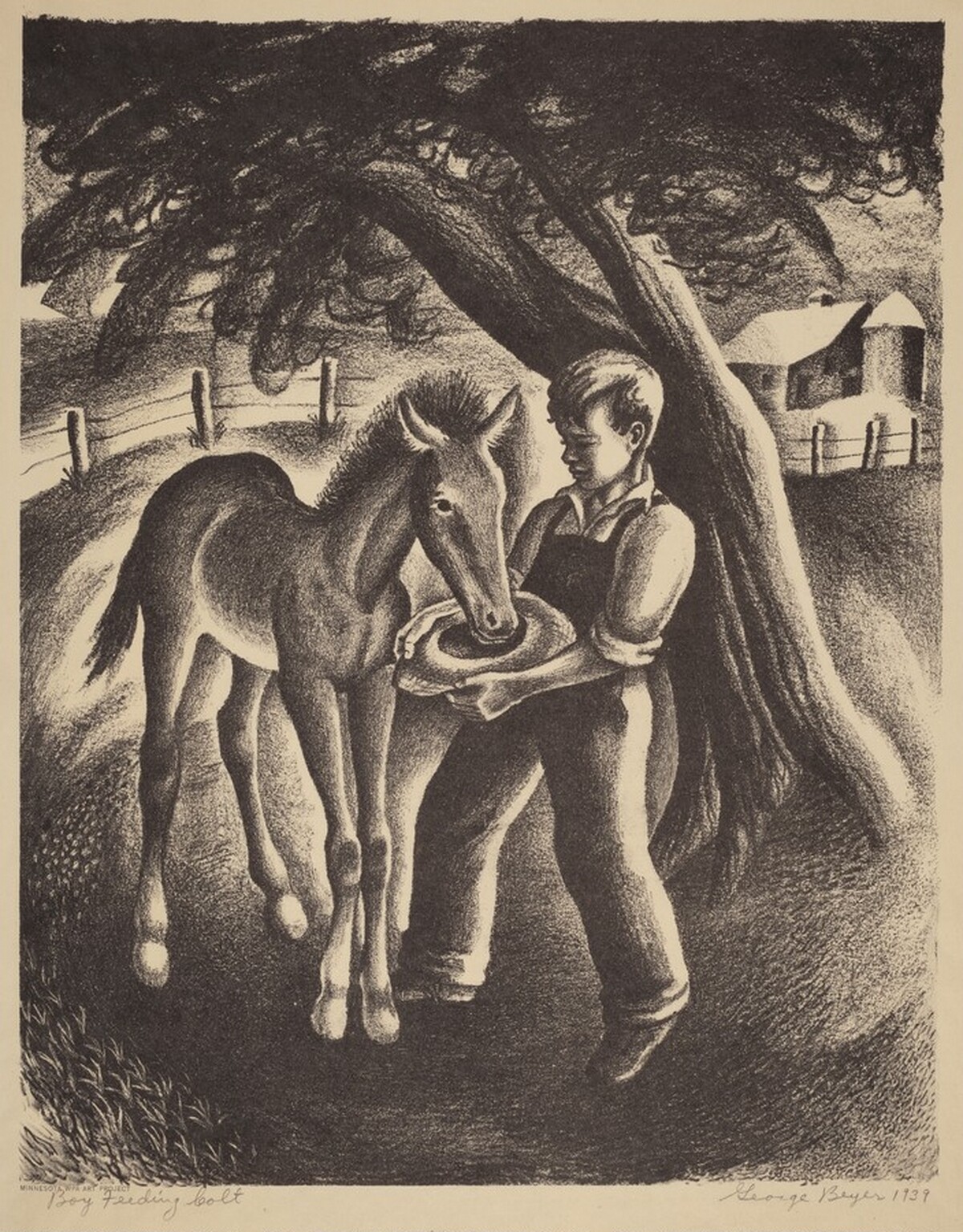 Boy Feeding Colt by George Beyer