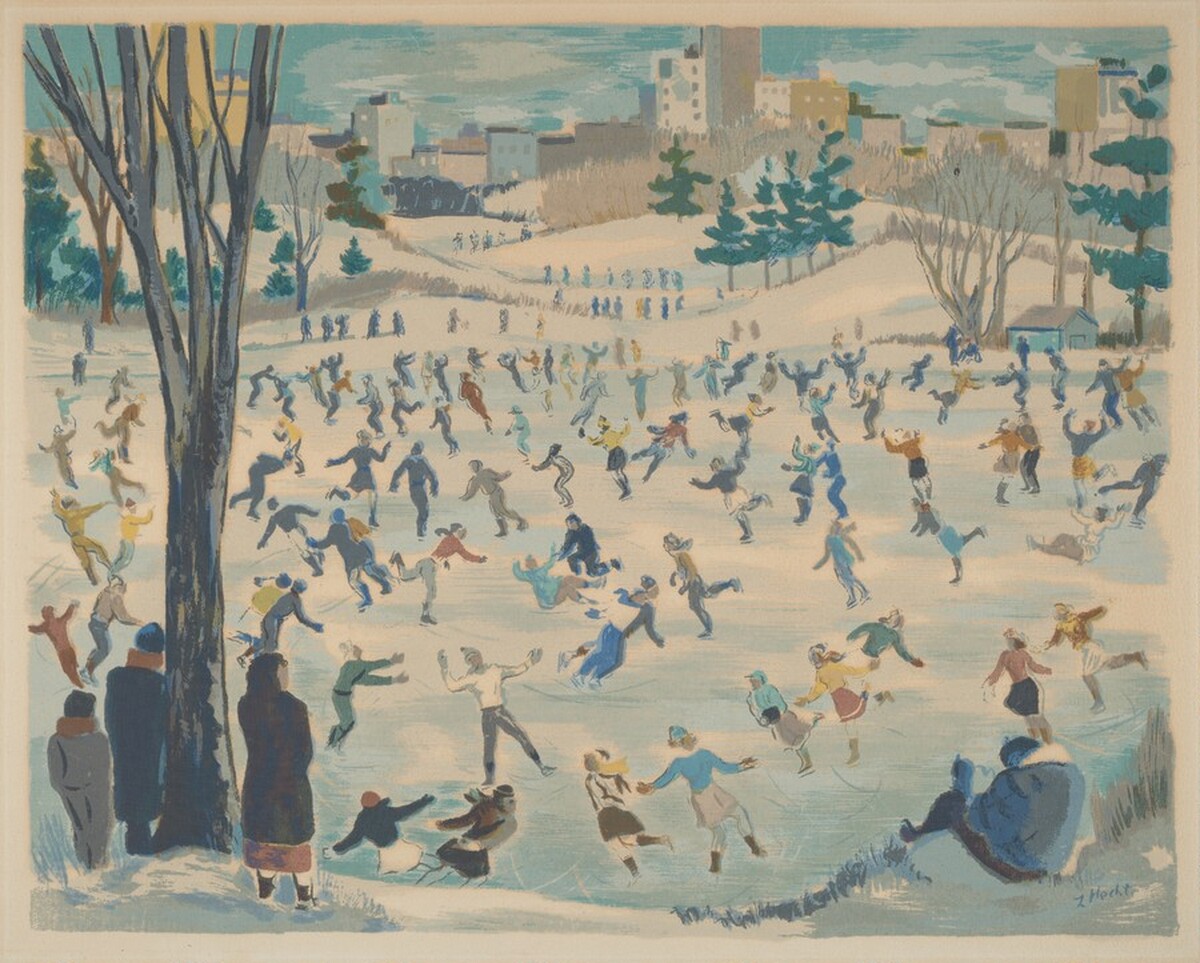 Untitled (Ice Skaters in Central Park) by Zoltan Hecht