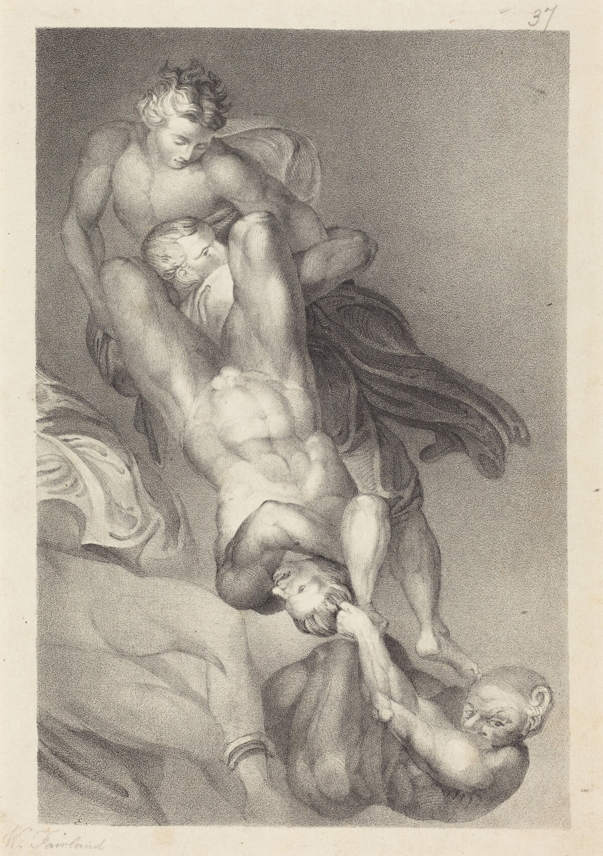 Part of the Last Judgment from Michael Angelo by William Fairland after John Flaxman