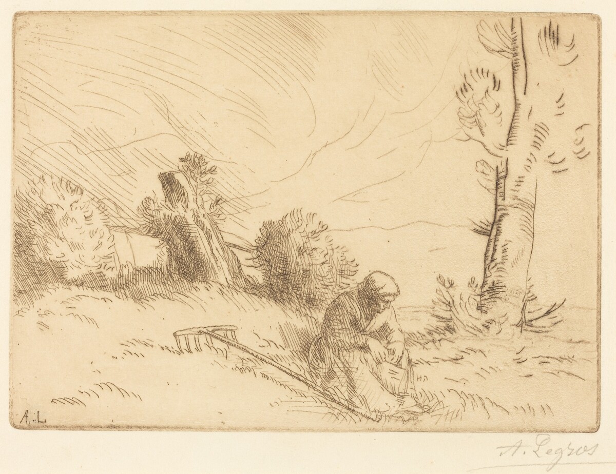 Peasant Woman Seated near a Hedge (Paysanne assise pres d'une haie) by Alphonse Legros