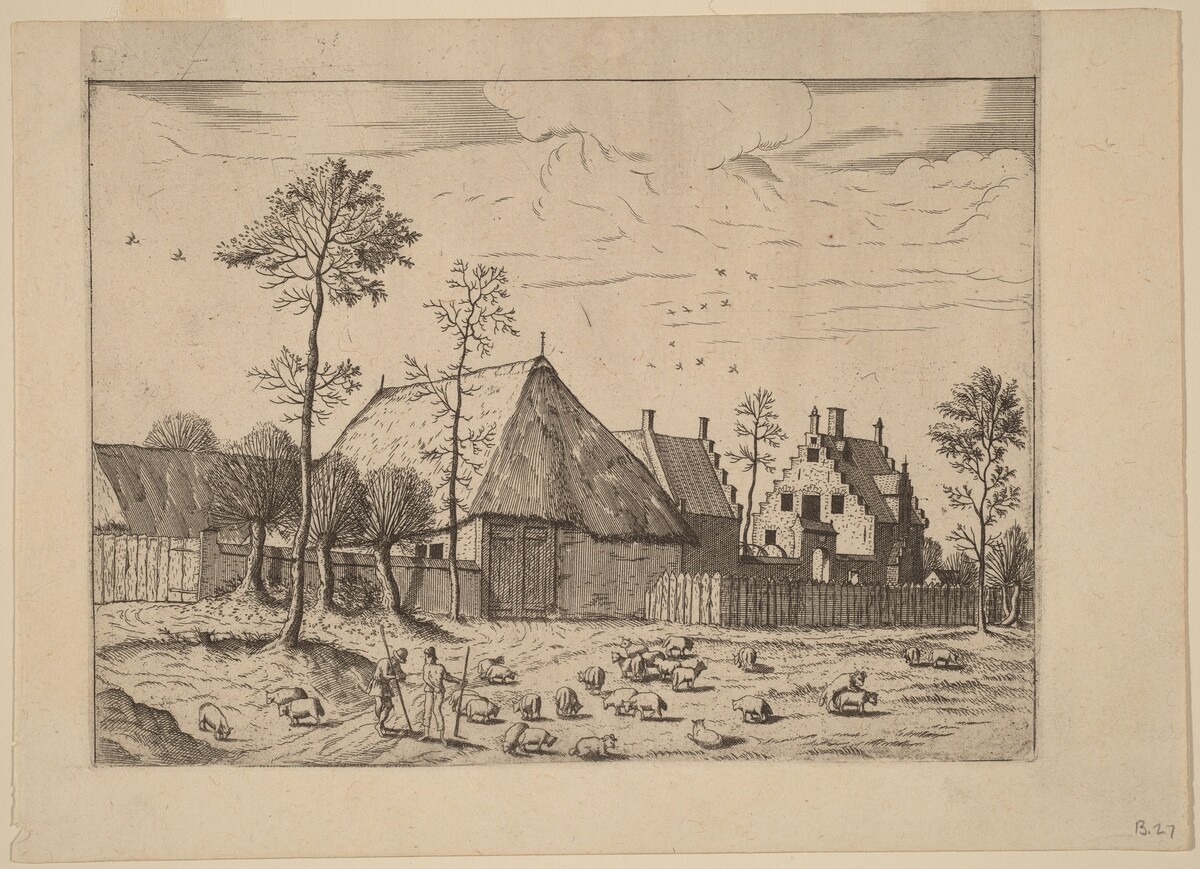 Shed with Cottage by Johannes van Doetechum, the Elder and Lucas van Doetechum after Master of the Small Landscapes