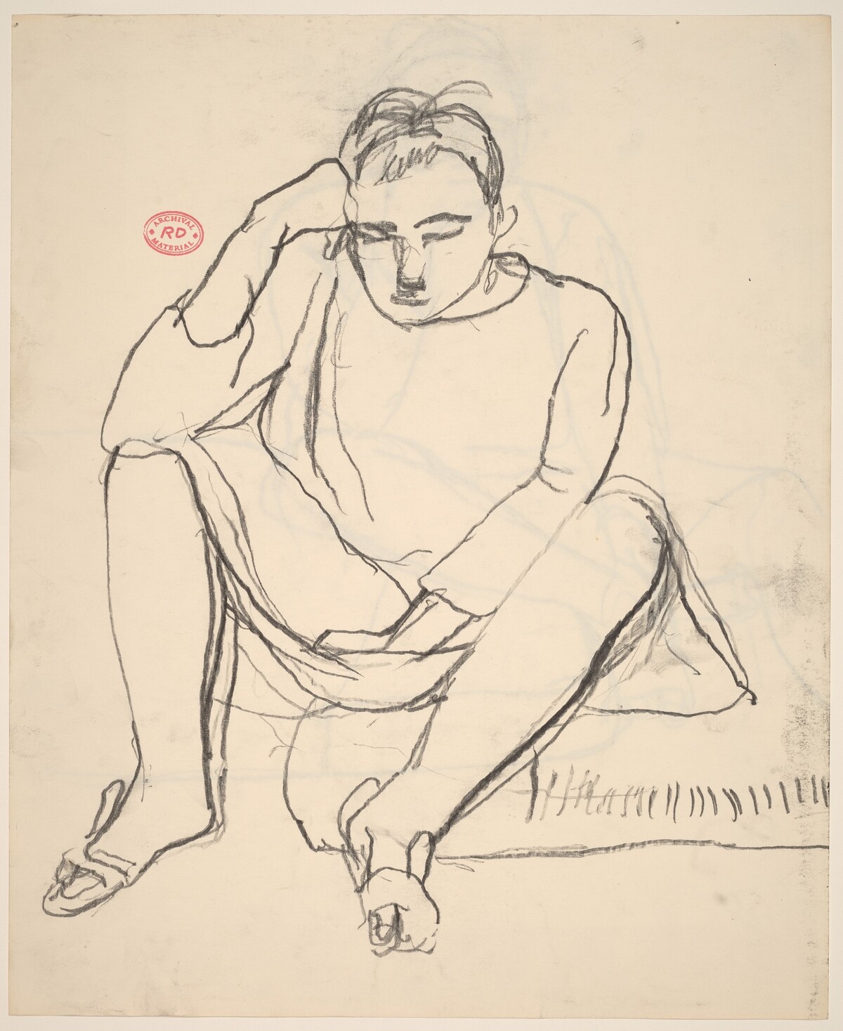 Untitled [woman seated at the edge of a cushion] by Richard Diebenkorn