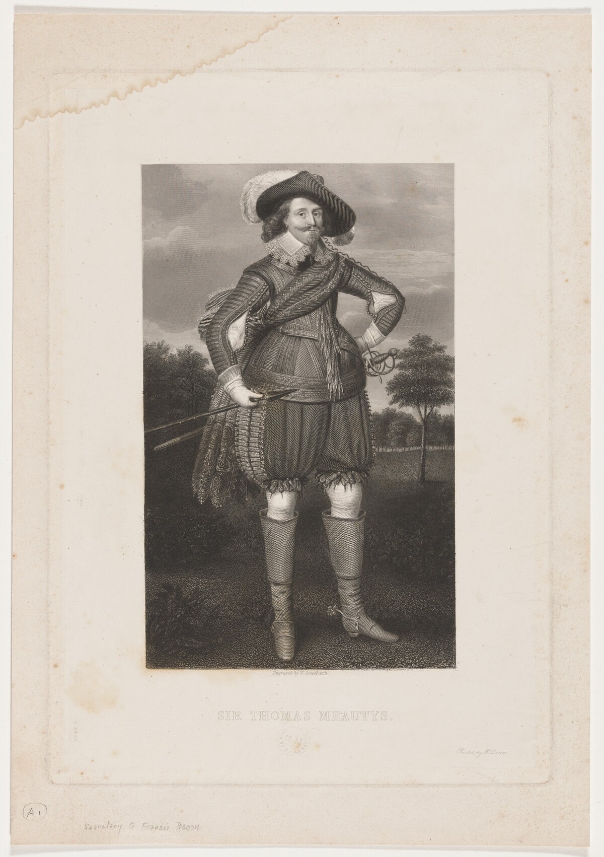 Sir Thomas Meautys, Secretary to Sir Francis Bacon by William Greatbach after Paulus van Somer I