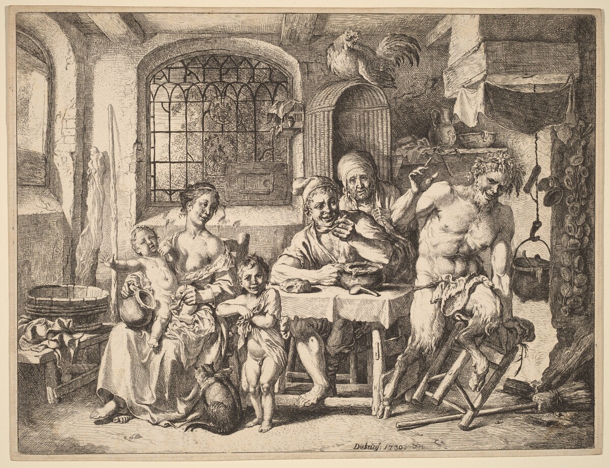 A Satyr Visiting a Peasant Family by Christian Wilhelm Ernst Dietrich