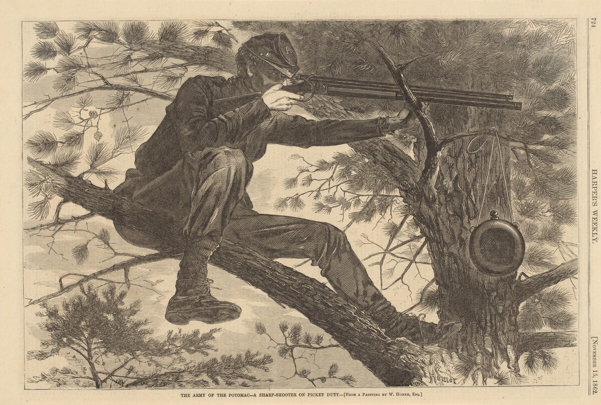 The Army of the Potomac - A Sharp-Shooter on Picket Duty by after Winslow Homer