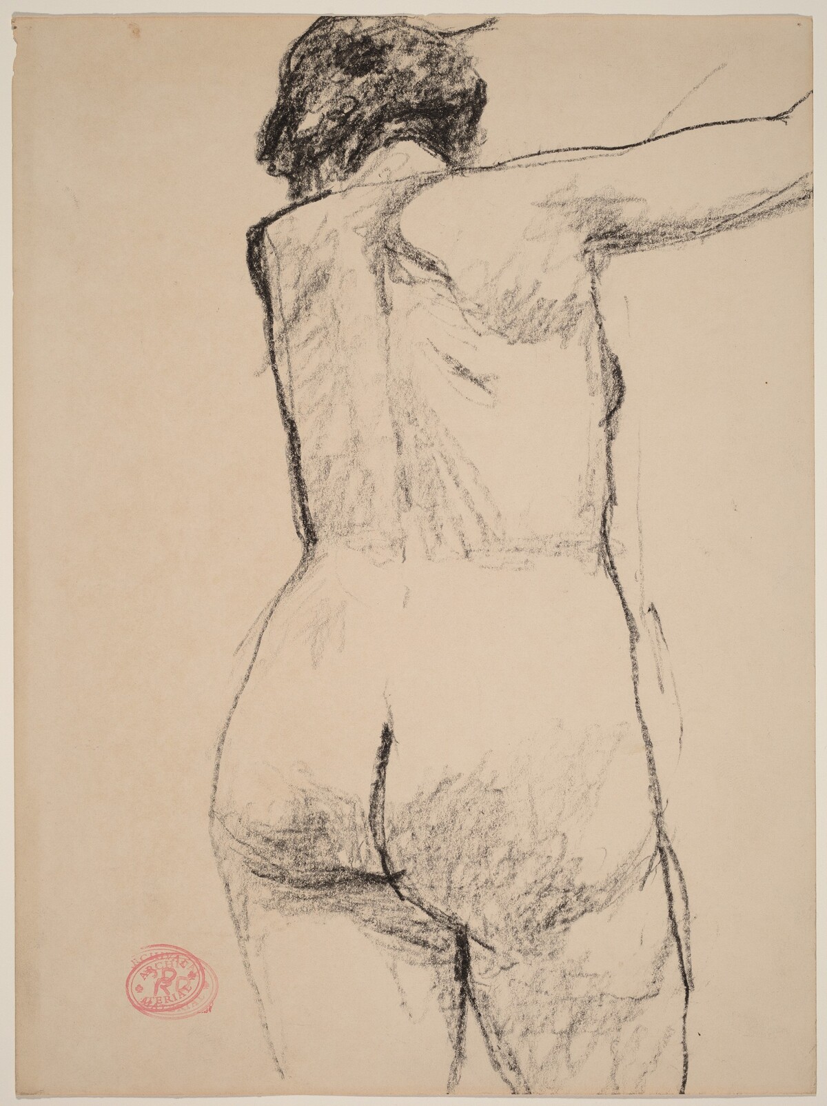 Untitled [back view of female nude with arm raised] by Richard Diebenkorn