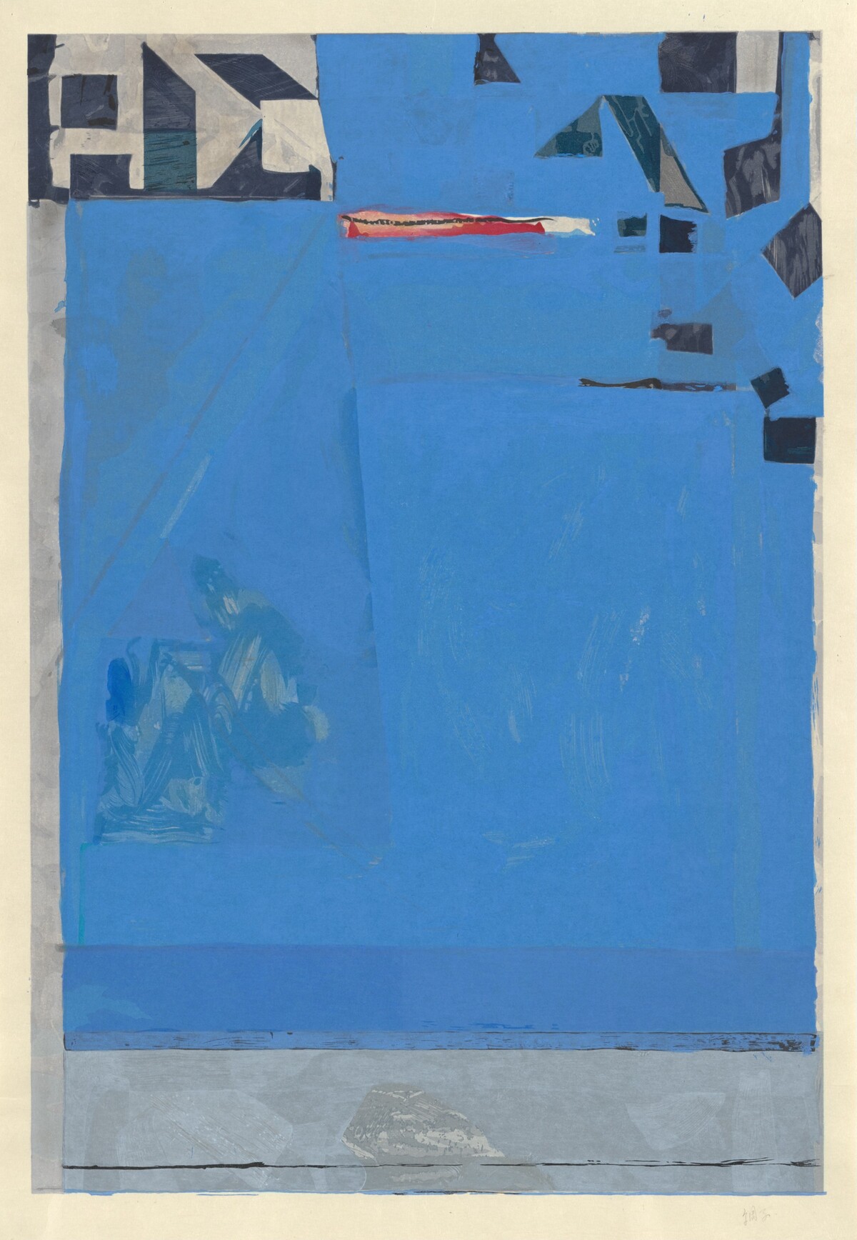 Blue with Red [working proof 4] by Richard Diebenkorn