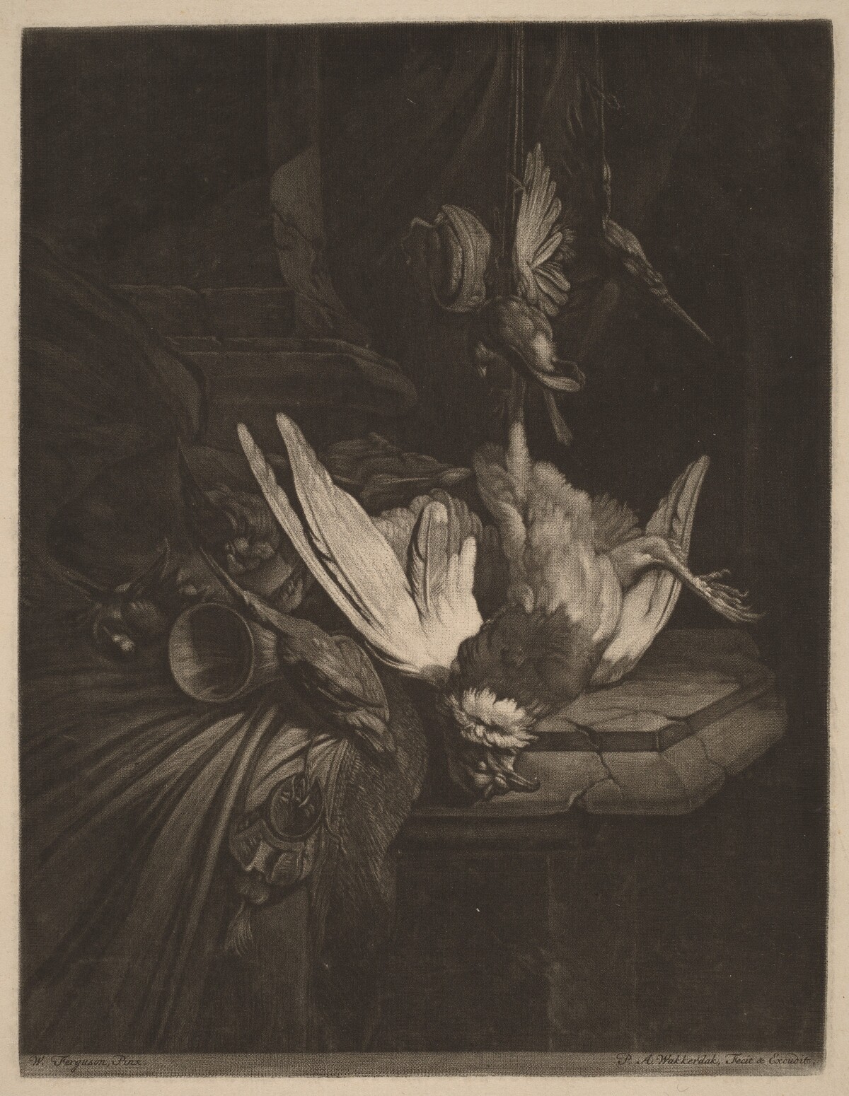 Still Life with Game Birds by Pieter Anthony Wakkerdak after William Gowe Ferguson