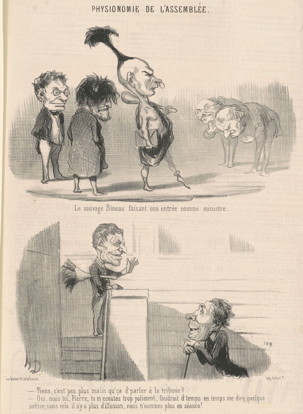 Le sauvage bineau faisant son entrée by Honoré Daumier