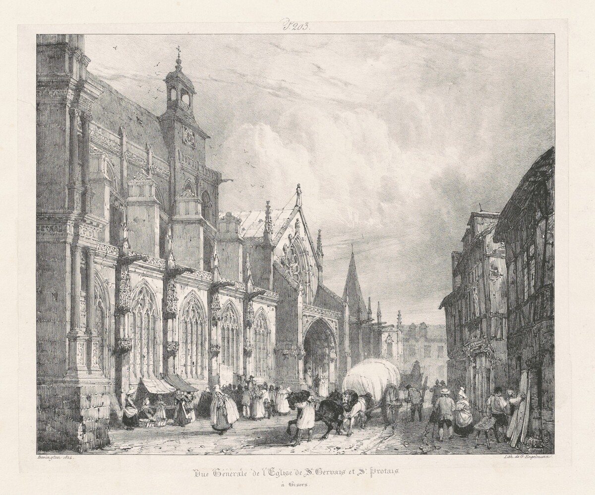 Vue general de l'Église St. Gervais et St. Protais à Gisors by Richard Parkes Bonington