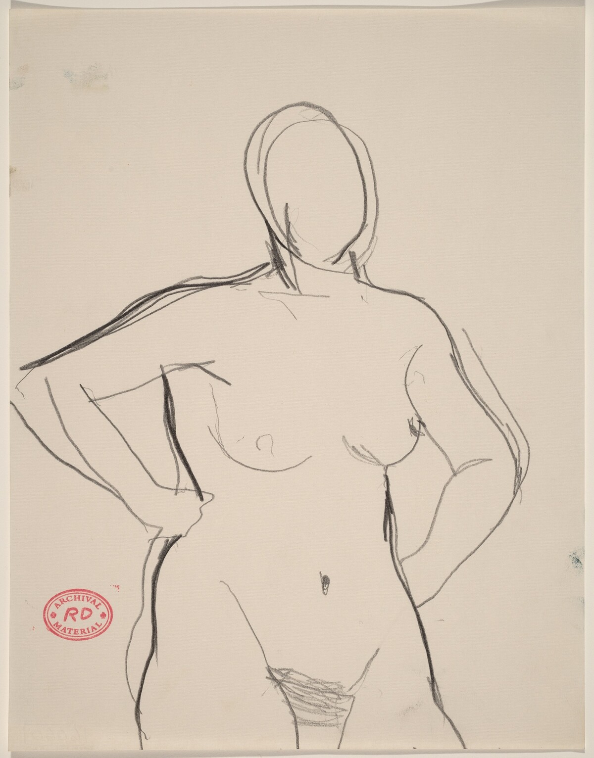 Untitled [nude standing with her arms akimbo] by Richard Diebenkorn
