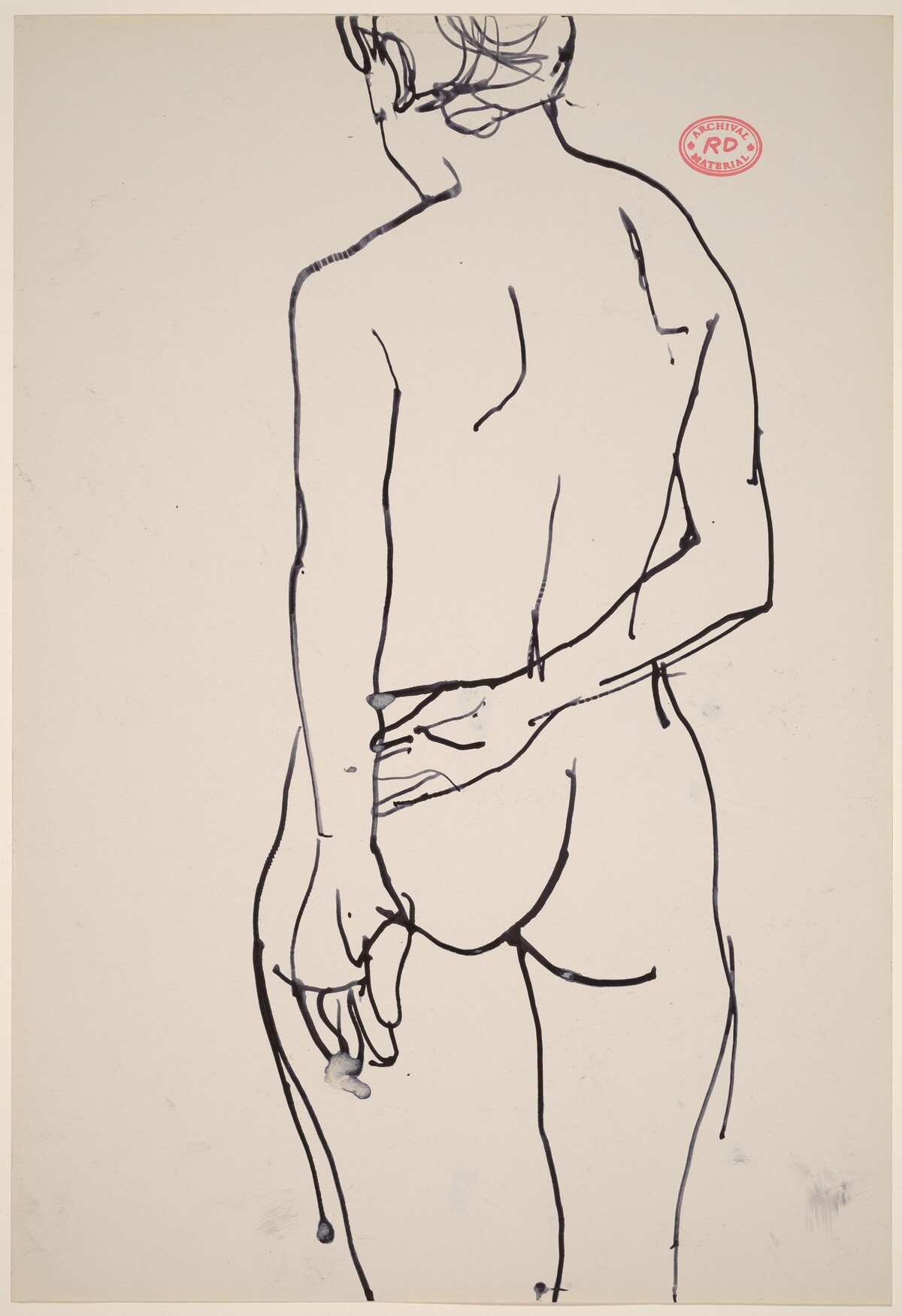 Untitled [rear view of standing female nude with arm behind her back] by Richard Diebenkorn