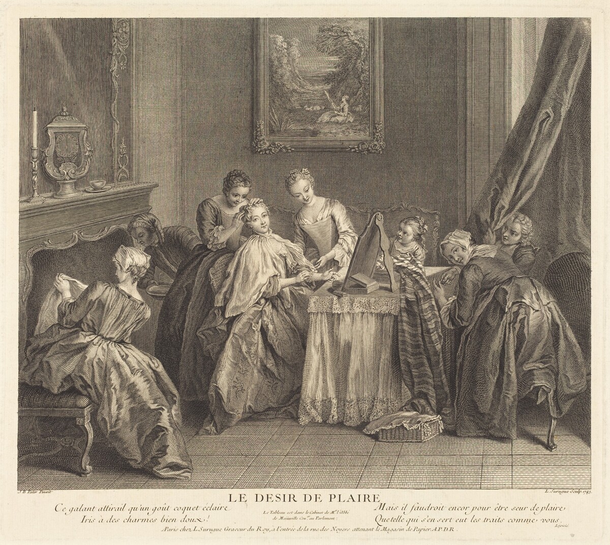 Le desir de plaire by Louis de Surugue de Surgis after Jean-Baptiste Joseph Pater