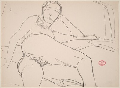 Untitled [reclining female nude turning toward viewer]