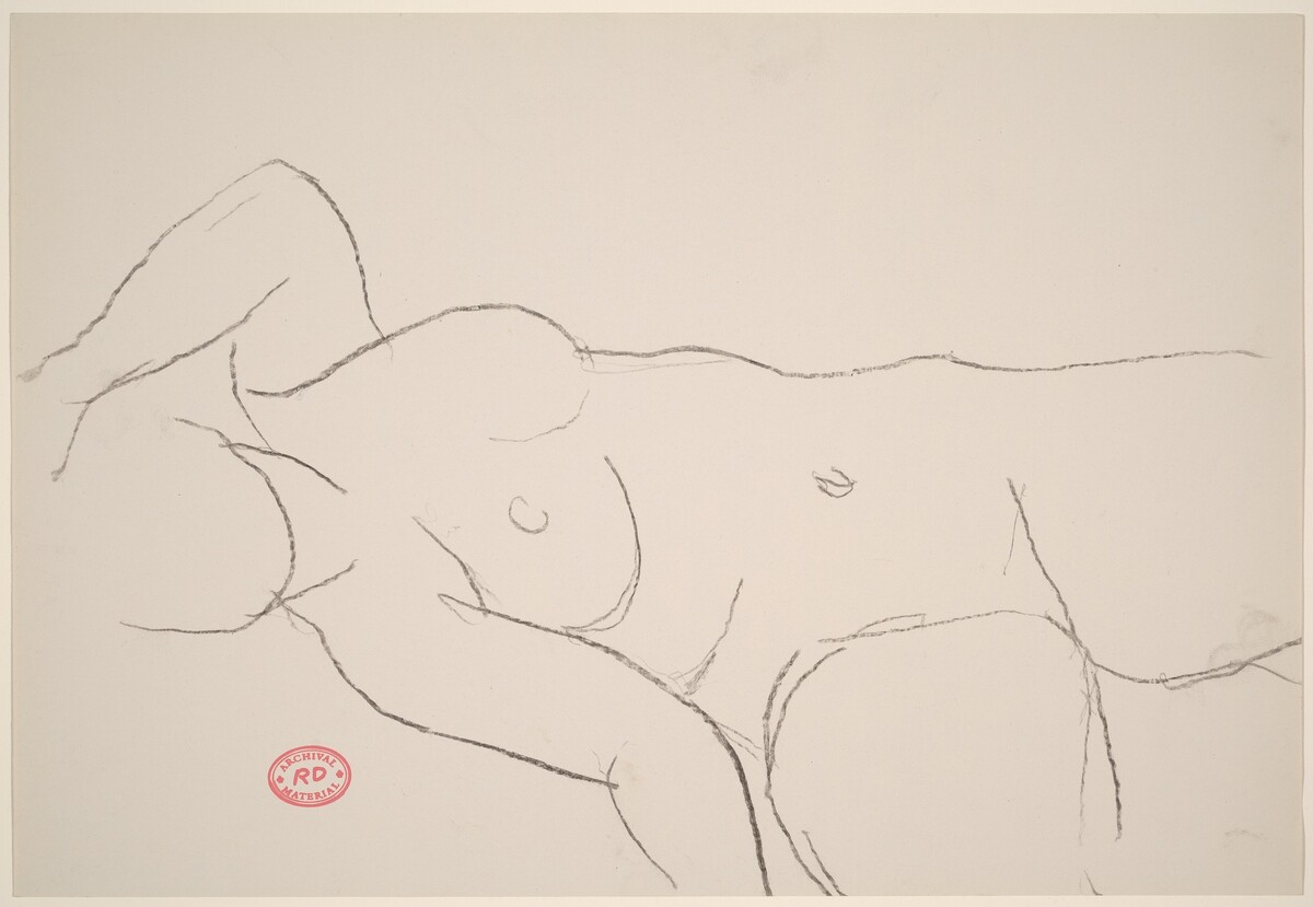 Untitled [reclining female nude with left arm above head] by Richard Diebenkorn