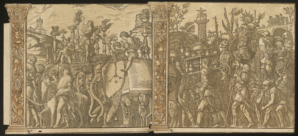 The Triumph of Julius Caesar [no.5 and 6 plus 2 columns] by Andrea Andreani after Andrea Mantegna