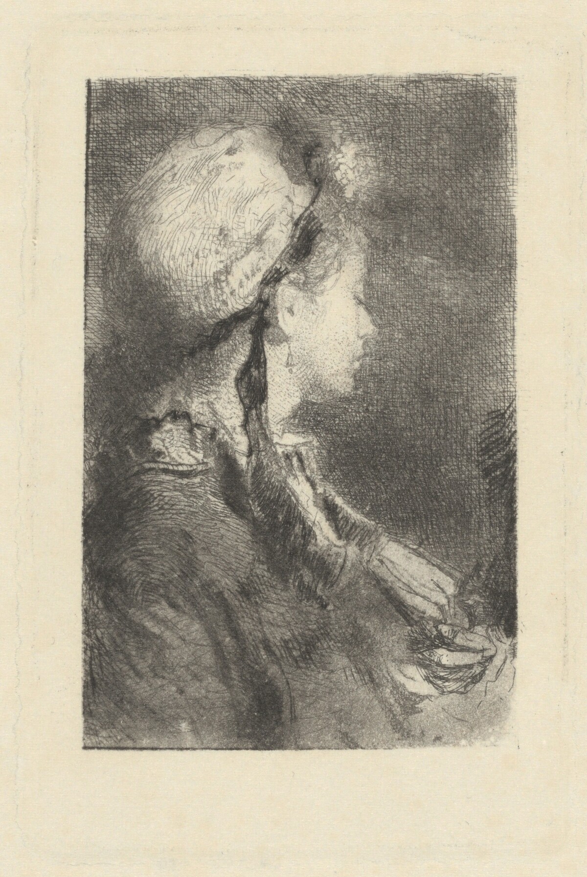The Artist's Wife in Profile Facing Right by Mosè Bianchi