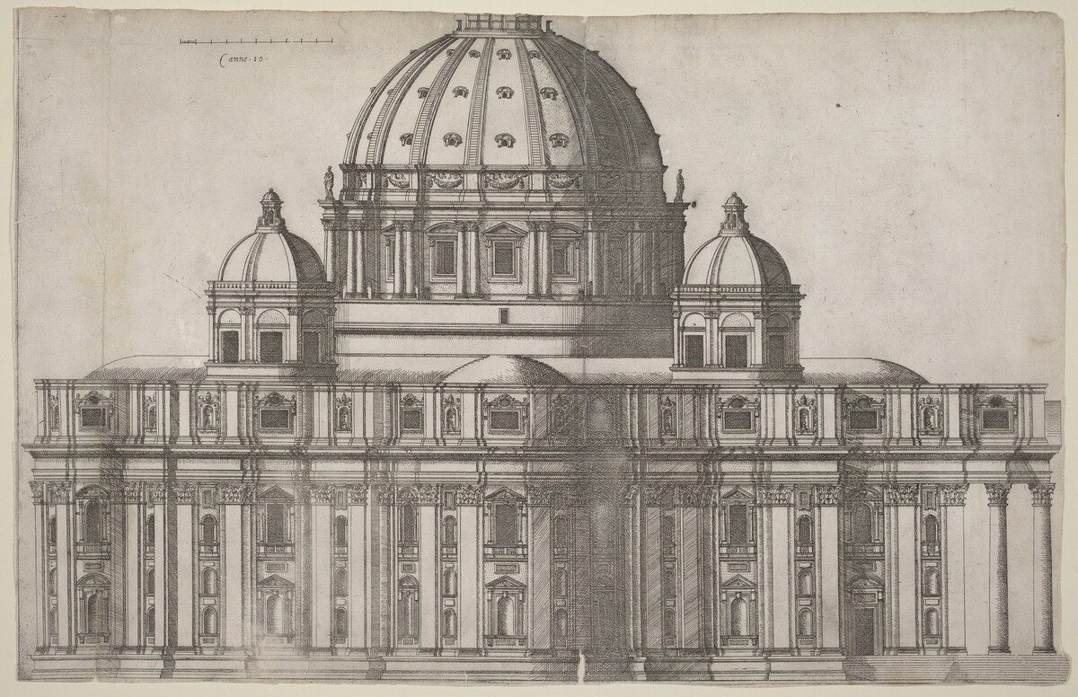 Longitudinal View of Saint Peter's, Rome by Ambrogio Brambilla, after Michelangelo