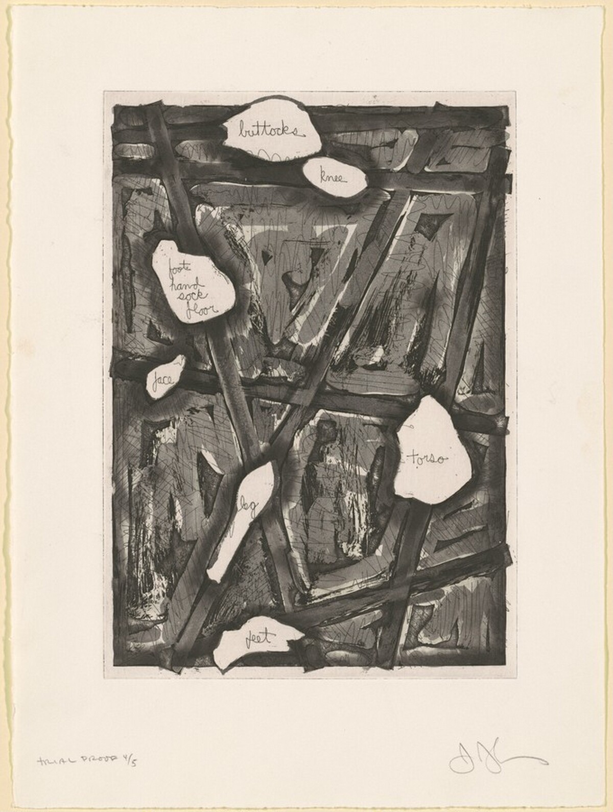 Casts (Words) [trial proof 4] by Jasper Johns