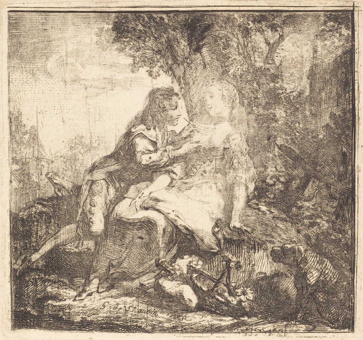 The Two Lovers (Les Deux amants) by Gabriel Jacques de Saint-Aubin