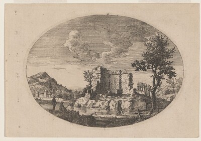 Ruined Two-Story Building with Mountains in Distance