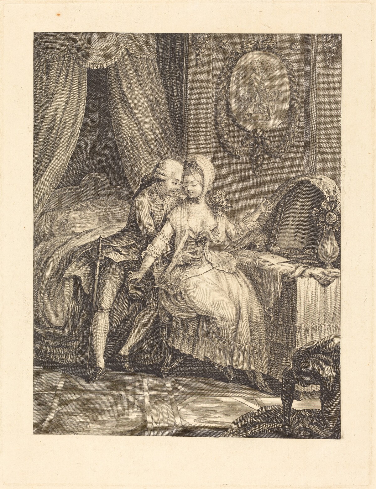 Dame a sa toilette by after Charles Eisen