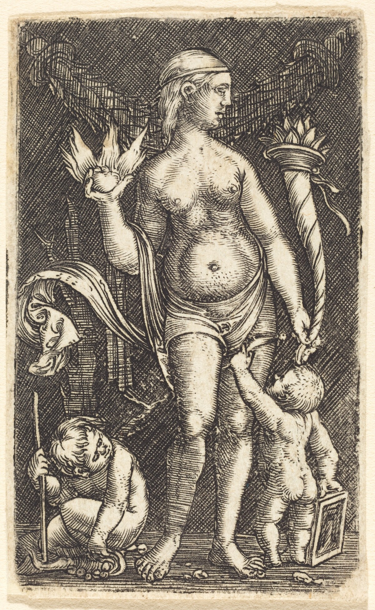 Venus with Two Putti by Albrecht Altdorfer after Peregrino da Cesena