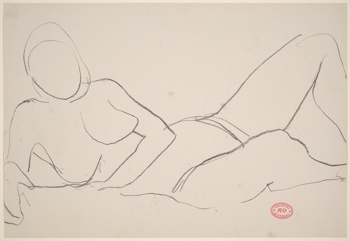 Untitled [reclining nude leaning on right arm] by Richard Diebenkorn