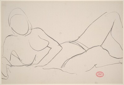 Untitled [reclining nude leaning on right arm]