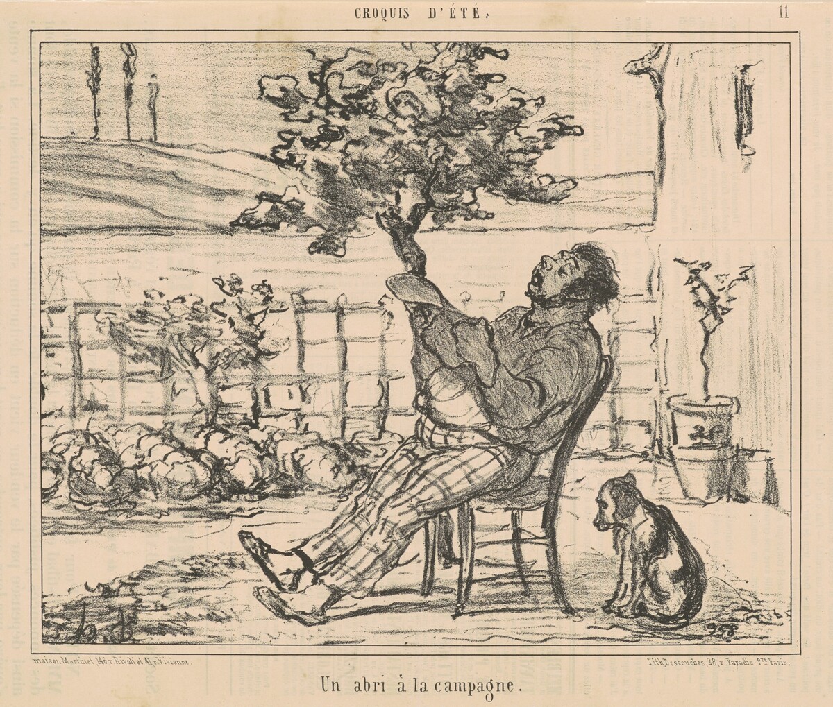 Un abri a la campagne by Honoré Daumier